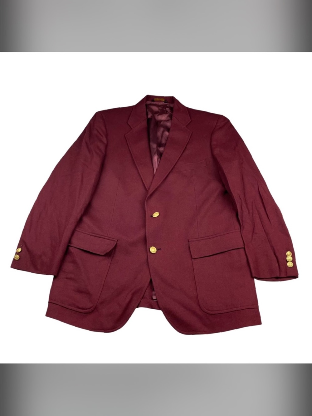 Vintage Men's Burgundy Blazer with Gold Buttons